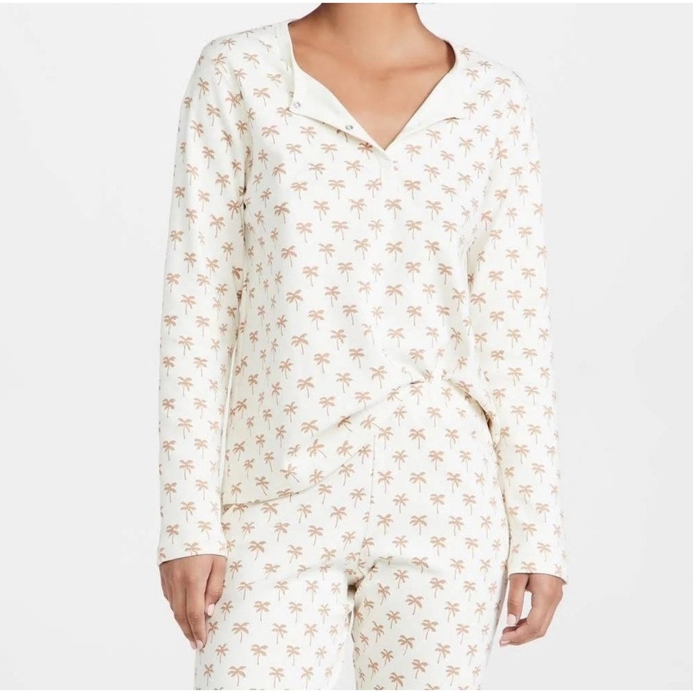Faherty Roller Rabbit Palm Tree Print Long Sleeve‎ Pajama Top - XS